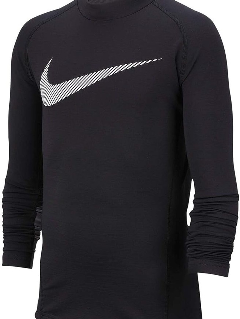 Nike Black Long-Sleeve Performance Top with White Swoosh